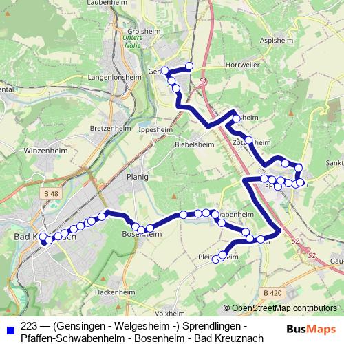 223 bus Line Map