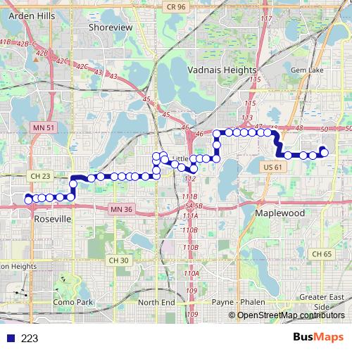 223 bus Line Map