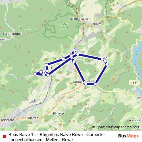 Bbus Balve 1 bus Line Map