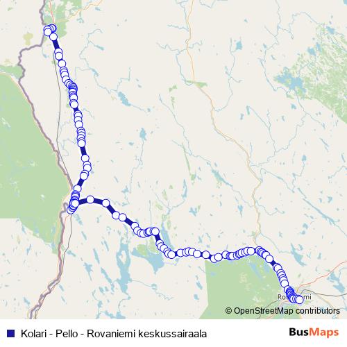 Kolari - Pello - Rovaniemi keskussairaala bus Line Map