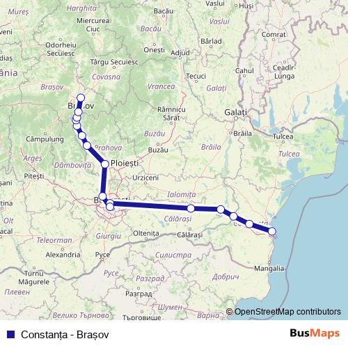 Constanţa - Braşov rail Line Map