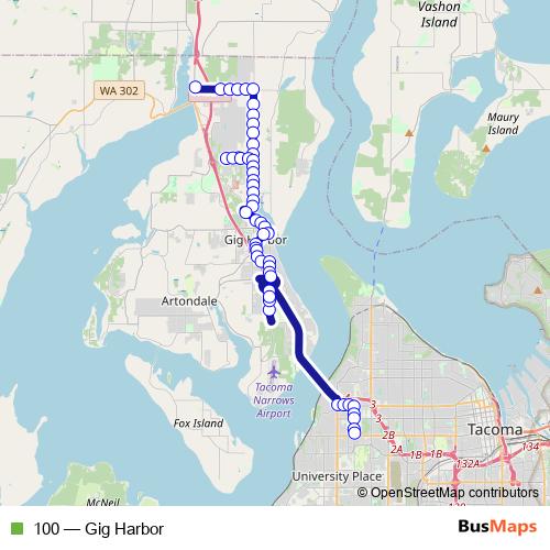 100 bus Line Map