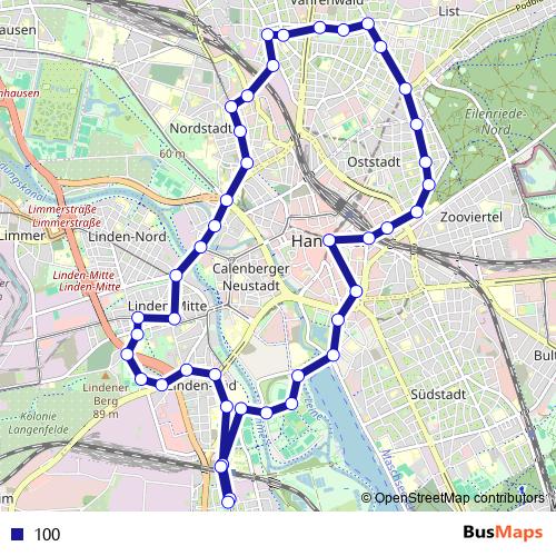 100 bus Line Map