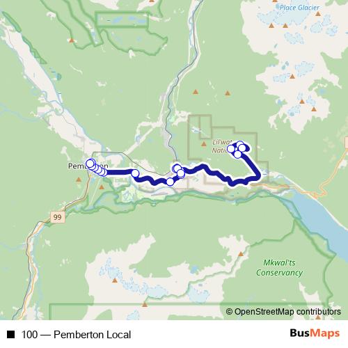 100 bus Line Map