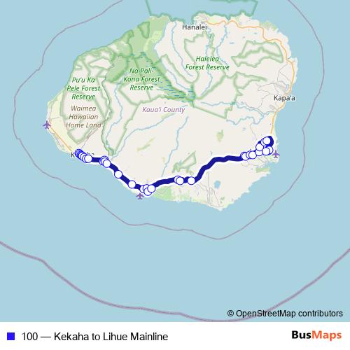 100 bus Line Map