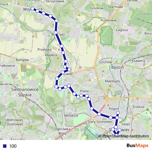 100 bus Line Map