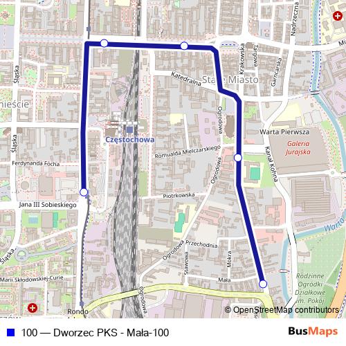 100 bus Line Map