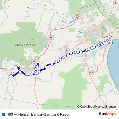 100 bus Line Map