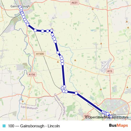 100 bus Line Map