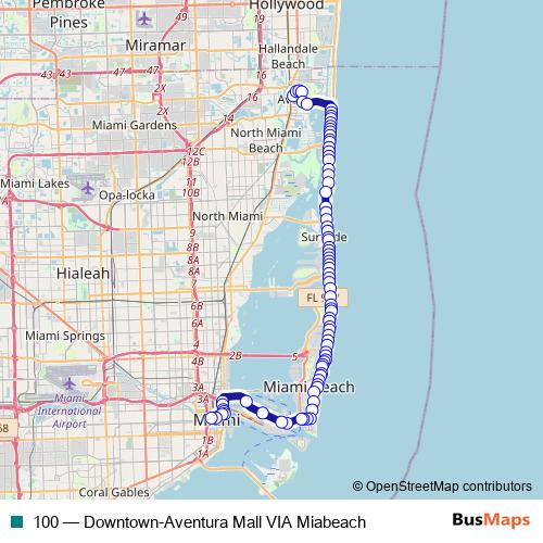100 bus Line Map