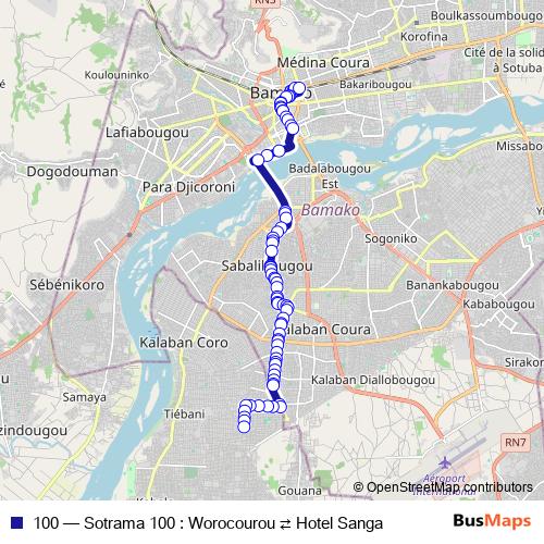100 bus Line Map