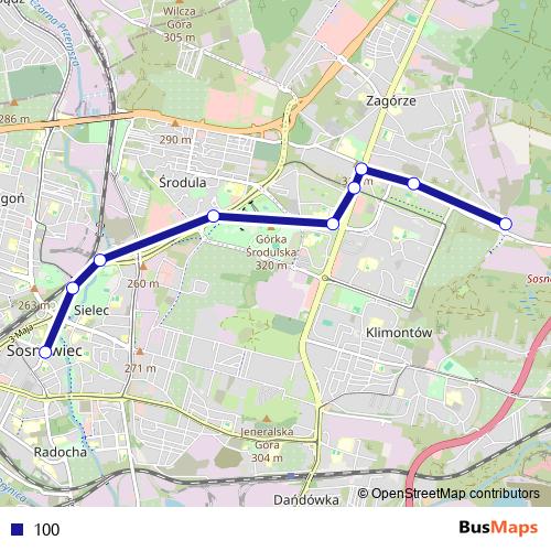 100 bus Line Map