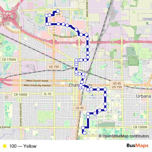 100 bus Line Map