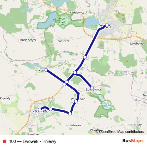 100 bus Line Map