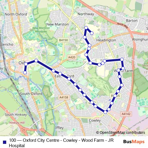 100 bus Line Map