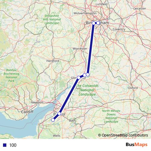 100 bus Line Map