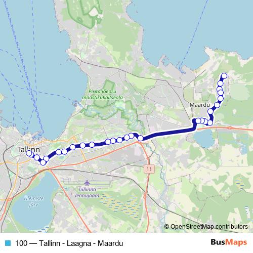 100 bus Line Map