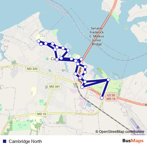 Cambridge North bus Line Map