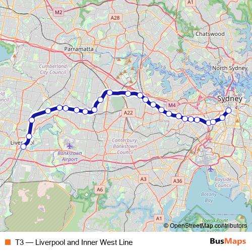 T3 rail Line Map
