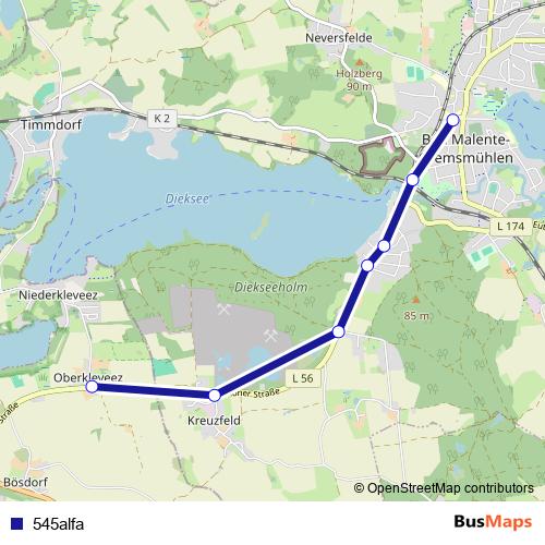 545alfa bus Line Map