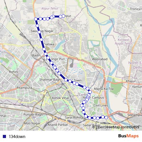 134down bus Line Map