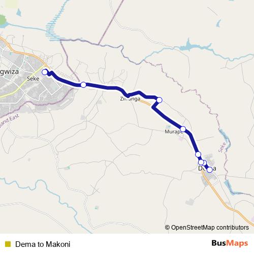 Dema to Makoni bus Line Map