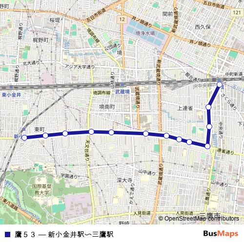鷹５３ bus Line Map