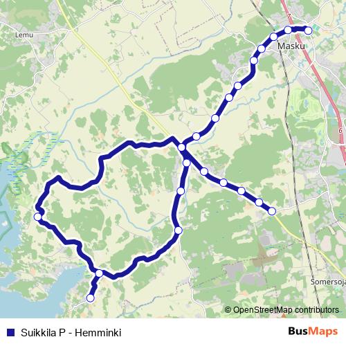 Suikkila P - Hemminki bus Line Map
