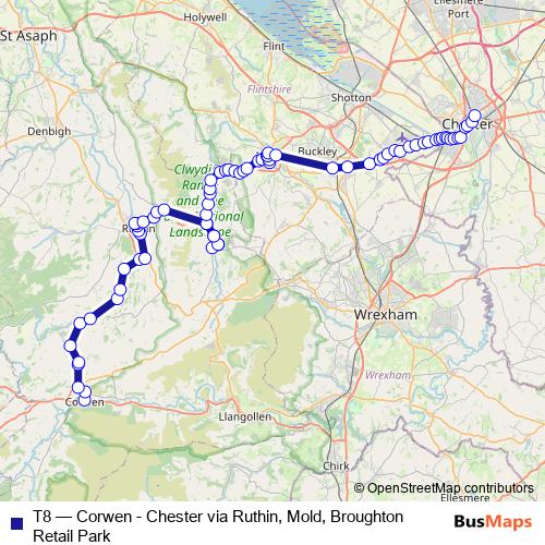 T8 bus Line Map
