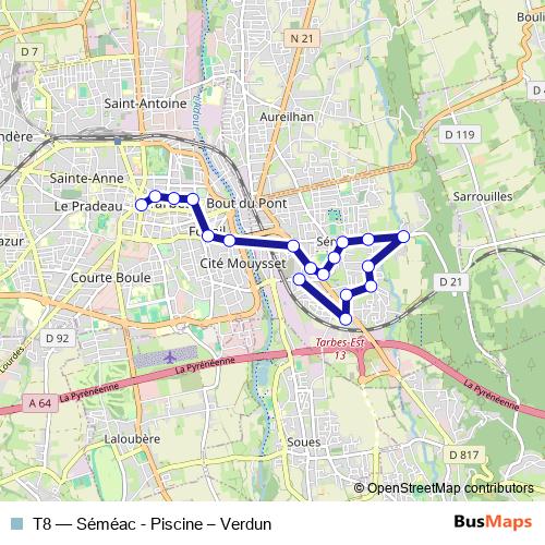 T8 bus Line Map