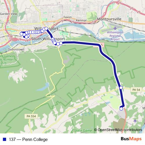 137 bus Line Map