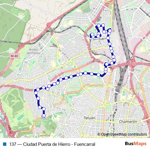 137 bus Line Map