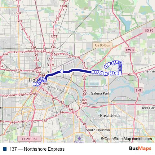137 bus Line Map