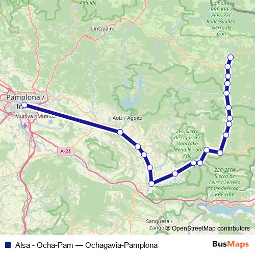 Alsa - Ocha-Pam bus Line Map