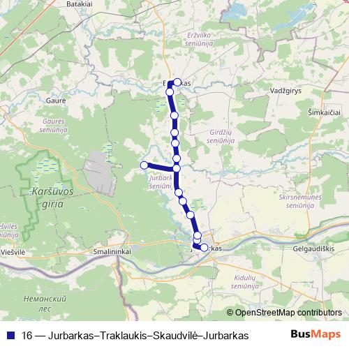 16 bus Line Map