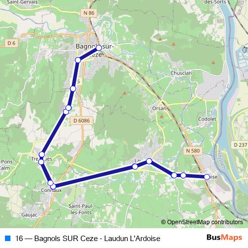 16 bus Line Map