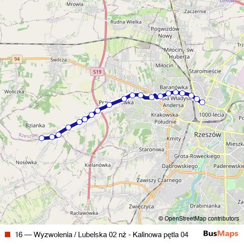 16 bus Line Map