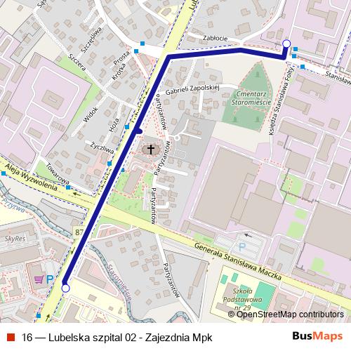 16 bus Line Map