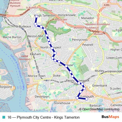 16 bus Line Map