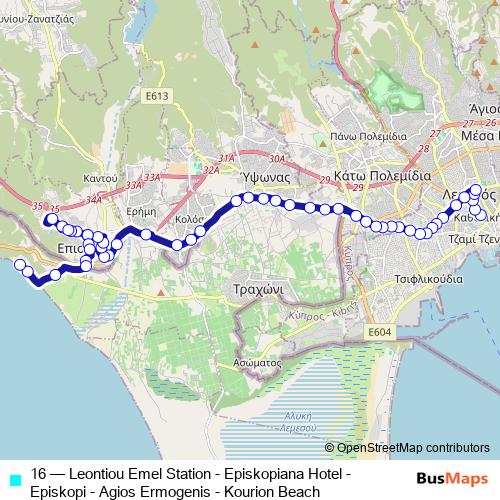 16 bus Line Map