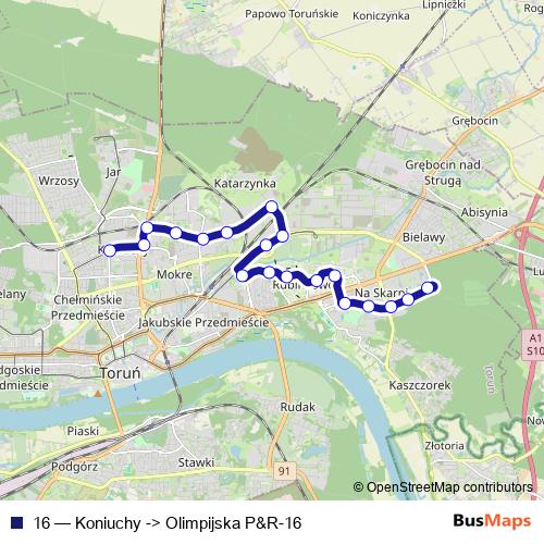 16 bus Line Map