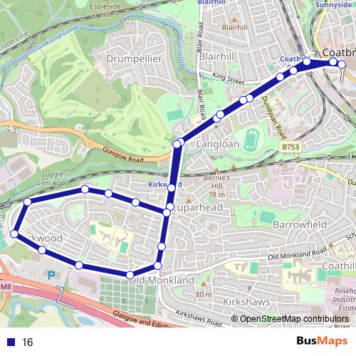 16 bus Line Map