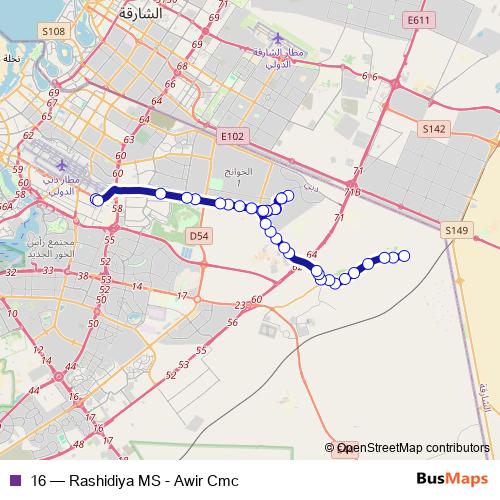 16 bus Line Map