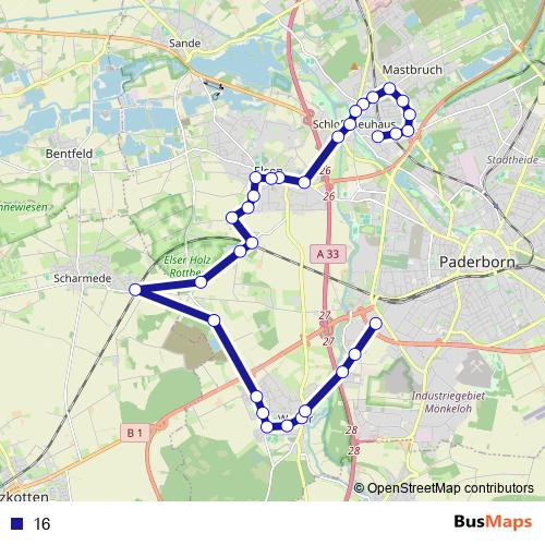 16 bus Line Map