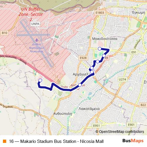 16 bus Line Map