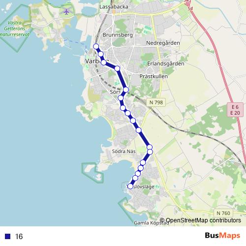 16 bus Line Map