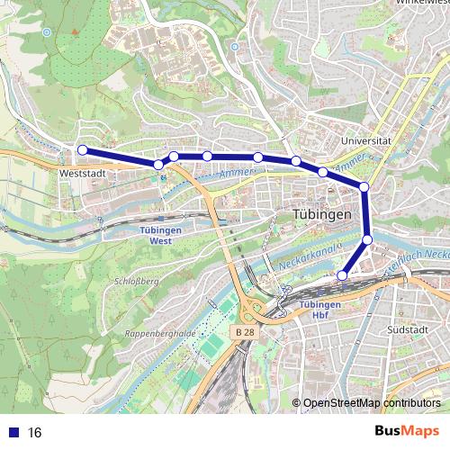 16 bus Line Map