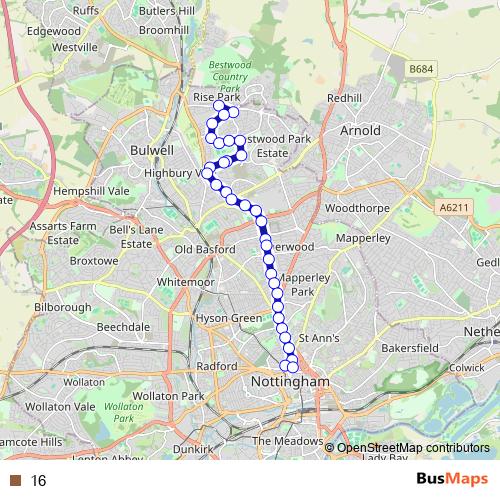 16 bus Line Map