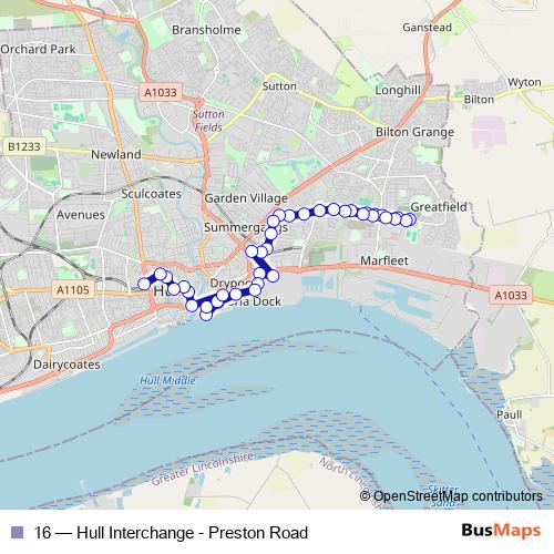 16 bus Line Map