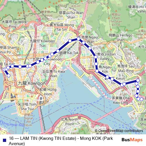 16 bus Line Map